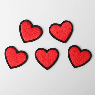 迷你刺繡布章 35 x 32 mm, 5件, 心臟M