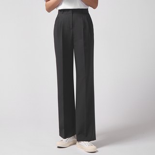 레몬소울 여성용 밴딩 스판 링클프리 핀턱 와이드 숏 슬랙스 6790