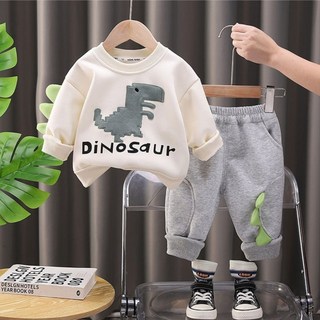 大恐龍男童圓領運動衫 + 鬆緊帶長褲套組