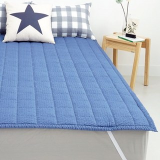 Midam 固定帶泡泡紗夏季薄墊, 藍色