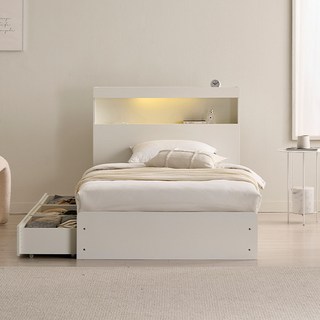 삼익가구 리프네 LED 3단 수납침대 프레임 단품 방문설치, 화이트