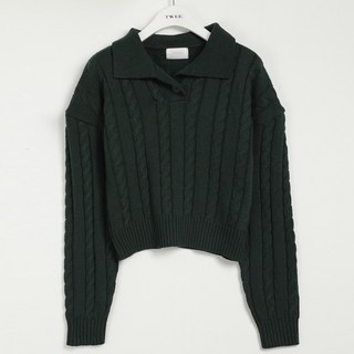 TWEE 女款 Tump 短版麻花翻領針織衫 tnt0280