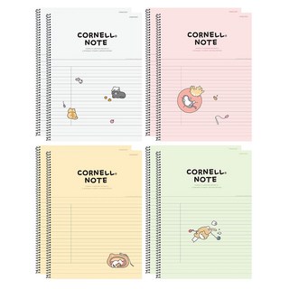 PINKFOOT 貓咪圖案康乃爾筆記本 線圈筆記本 8本, 白色+粉色+黃色+綠色, 1組