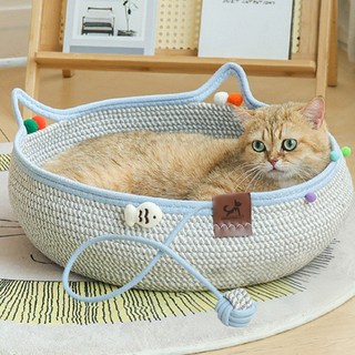 딩동펫 고양이 로프 공놀이 스크래쳐 하우스, 블루, 1개