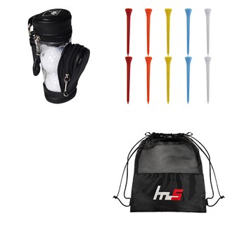 NAYASTYLE 高爾夫球袋 + 塑膠高爾夫長版球梯 10入 + 球袋套組, GFYP-133-3+167-4PU