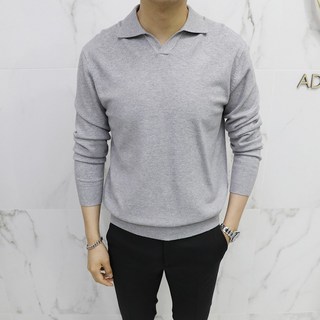 Adore Classic 男士開領亨利領喀什米爾長袖針織衫 ZR