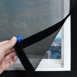 NK ROLL SCREEN 陽台窗戶黏貼式魔鬼氈 堅固Velcro防蚊紗窗 自行更換 一般款 黑色, 1個