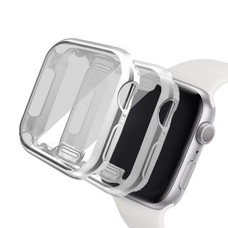 Luarmo Apple Watch TPU全包覆錶殼 2件組, 銀色+透明