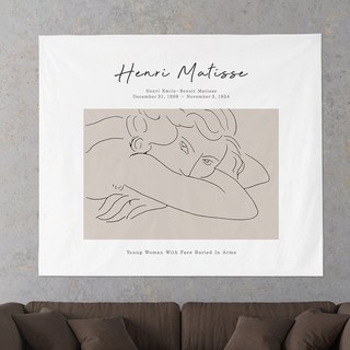 SANGSANGHOO 北歐風棉麻掛布 遮陽/遮光 裝飾, XL(150 x 130cm), 線條風女人款