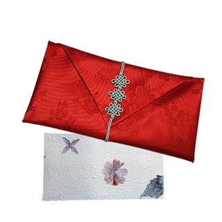 파우치형 매듭보자기 용돈봉투 + 압화한지봉투 랜덤발송, 홍색, 1개