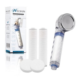 Lead home 天然扁柏木 Wellskin 蓮蓬頭 + 身體濾芯 3入 + 蓮蓬頭濾芯 3入套組, 1個