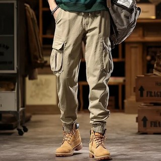 Goodif 男士復古工裝風束口工作褲