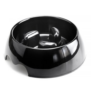 寵物慢食碗, 黑色, 1個