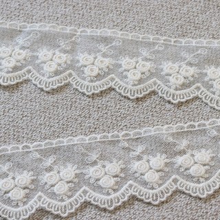 Chouchou Room 蕾絲 棉蕾絲 網紗蕾絲 梭心蕾絲 270cm 27 網紗 蝸牛, 27 網紗蕾絲-蝸牛, 象牙白, 1個