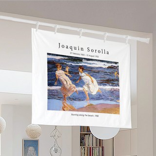 SANGSANG HOO 窗戶遮光簾 名畫布藝海報, 華金·索羅亞 海灘上的女孩們