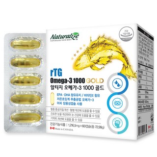 Naturalize rTG Omega-3 1000黃金魚油膠囊, 60顆, 1盒