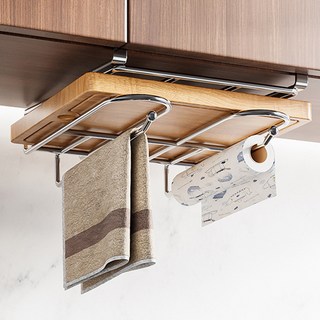 ARYKO 304不鏽鋼掛式砧板&廚房紙巾架, 銀色, 1個