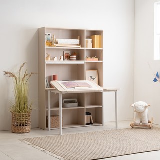 리바트 꼼므주니어 자녀가구 1200 각도조절 책상 + 5단 책장 세트 방문설치, 내추럴