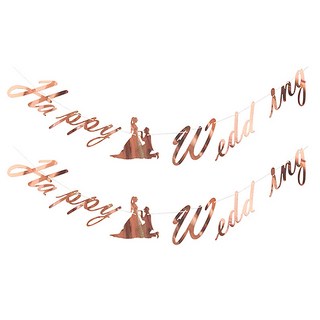LivingDA 快樂婚禮拉旗, 玫瑰金, 2個