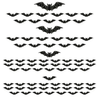 LivingDA 3D夜光蝙蝠裝飾12入組, 黑色, 6套