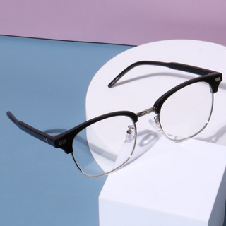 MELACME 眉框方形透明輕量夏恩半膠框時尚眼鏡 E386
