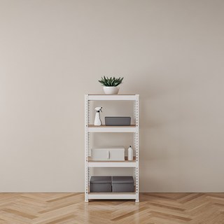 SPEEDRACK 免螺絲組裝式鋼製角鋼層架, 白色, 4層