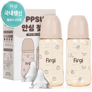 Firgi PPSU安全嬰兒奶瓶組 2瓶, 280ml, 2階段, 兔子, 恐龍, 1套