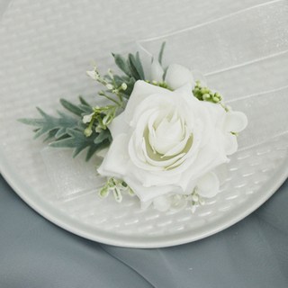 Daysoy 新娘派對 婚禮 花朵手環 派對用品, 5個, 白色