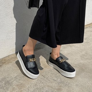 Belleffe Peko 增高厚底流蘇鏈條懶人鞋 4cm