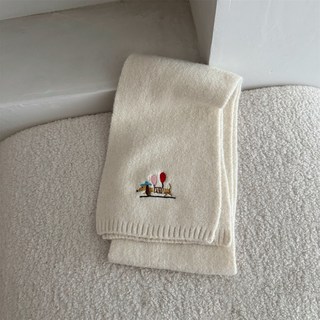 HARAROI 小狗刺繡針織圍巾