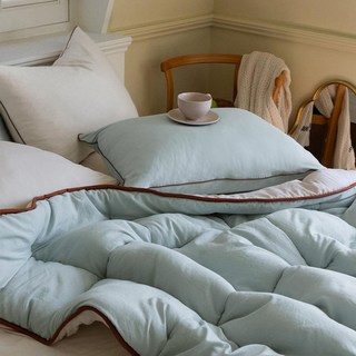 shez Home 柔軟起司水洗雙面薄被 綠茶拿鐵 S(150*200cm)