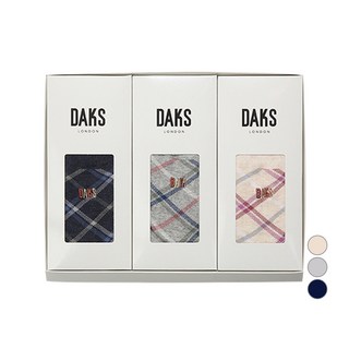 DAKS 女性撞色格紋3雙入襪子禮盒組 附提袋