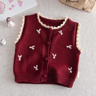 Uvely 兒童 Vinoru 可愛兔子刺繡亮點針織背心