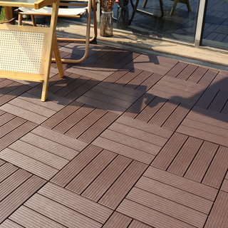 恩熙魔法 優質組裝式陽臺露臺拼接地板 30 x 30 cm, 咖啡條紋, 11個
