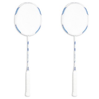Smax Korea 碳纖維羽球拍 2入 + 球拍袋 + 握把布 2入 組 (藍白款), 1組, 單品