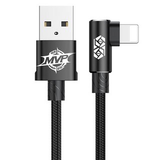 Baseus 倍思 MVP王者 USB-Lightning 彎頭充電傳輸線 1.5A, 2m, 黑色, 1條
