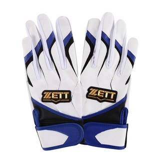 ZETT 雙手用打擊手套 BGK-595, 白色 + 藍色, 1雙