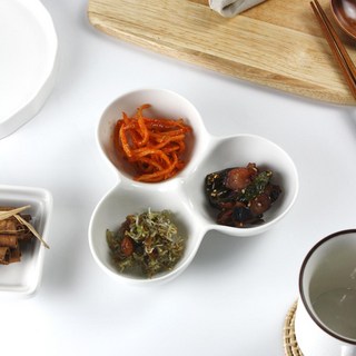 Royal Boden 三葉草三格小菜分格盤 白色 1入, 1個