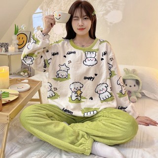 PEONIST 女性可愛冬季睡衣上下套裝