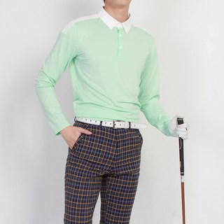 MINEFLOW 男款BL肩線長袖彈性高爾夫Polo衫