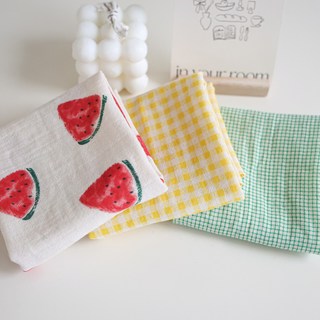 MAISONTEXTILE 禮物包裝 100%純棉 雙層紗布 圖案 手帕 3件組