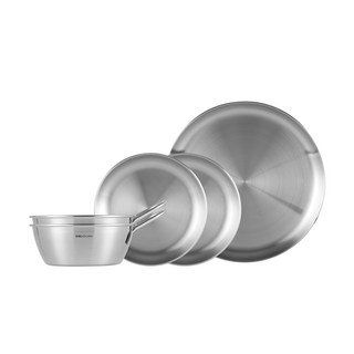 EDELKOCHEN 露營用不鏽鋼餐盤碗組 300PLATEWSET 5入, 混色, 1組