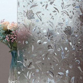 Sheetmate 隱私保護可重複使用僅用水黏貼無背膠窗戶設計貼膜, 花朵