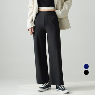 Cotton Closet 女款寬版柔軟彈性鬆緊帶西裝褲