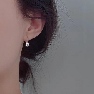 Peonist 女士鑽石方晶鋯石一觸式耳環 銀色