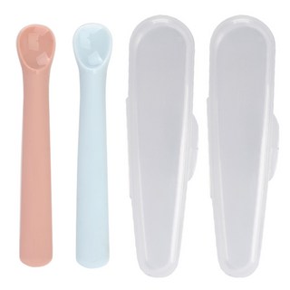 Dailylike BonBon 寶寶副食品湯匙組, 粉紅色 + 天空藍, 第一階段 5~7個月, 1組