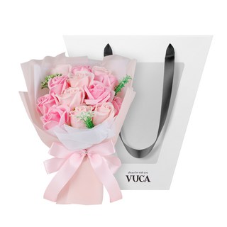 뷰카 조화 로맨틱 블루밍 비누 꽃다발 + 쇼핑백 세트, 핑크, 1개
