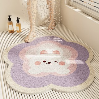 데이소이 귀여운 캐릭터 욕조 욕실 발판매트 50 x 50 cm, NO 02 보라 토끼, 1개