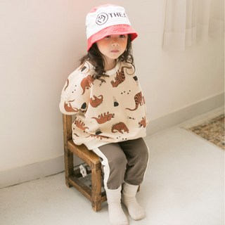 GOINGKIDS 童款恐龍印花長袖上衣+側邊線條長褲套裝