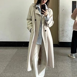 Goodif 女士寬鬆直筒單排扣長版風衣